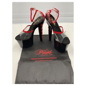 Pleaser Lovesick-712 Platform Heels Black Red Women's Size 7
